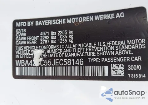 2018 BMW 430Xi из США, поврежденный, VIN WBA4Z3C55JEC58146